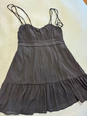 Speechless Charcoal Gray Ruffled Sundress